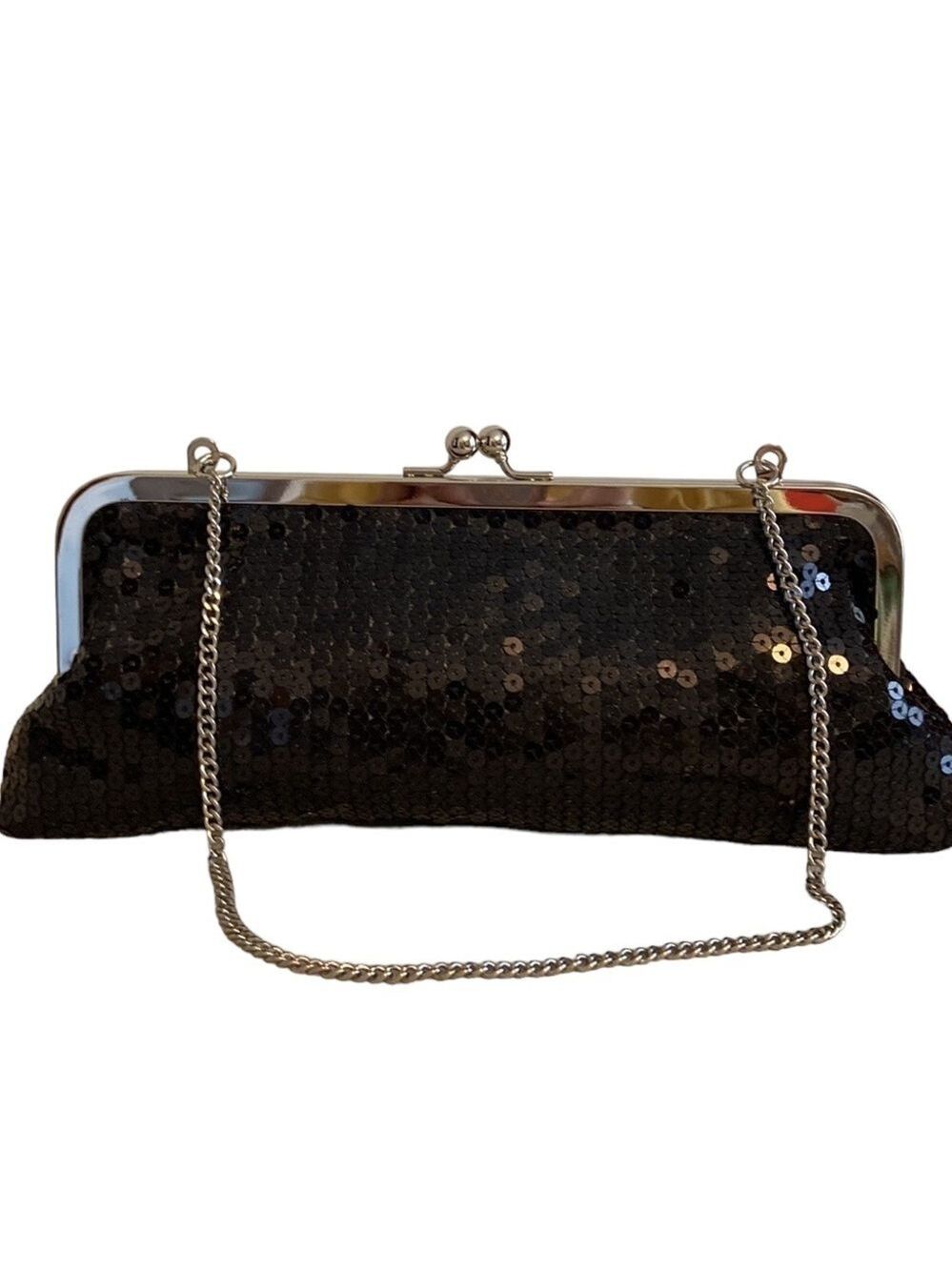 LOFT Evening Bag Sequin Kisslock Black